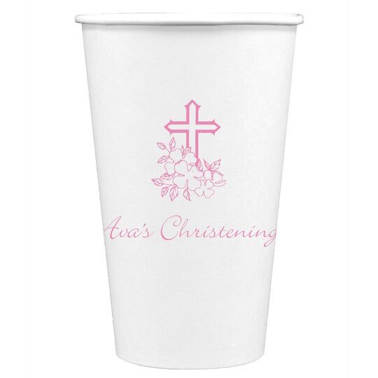 Floral Cross Paper Coffee Cups